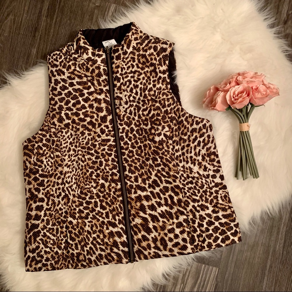 NWOT Ruby Rd. leopard puffer vest